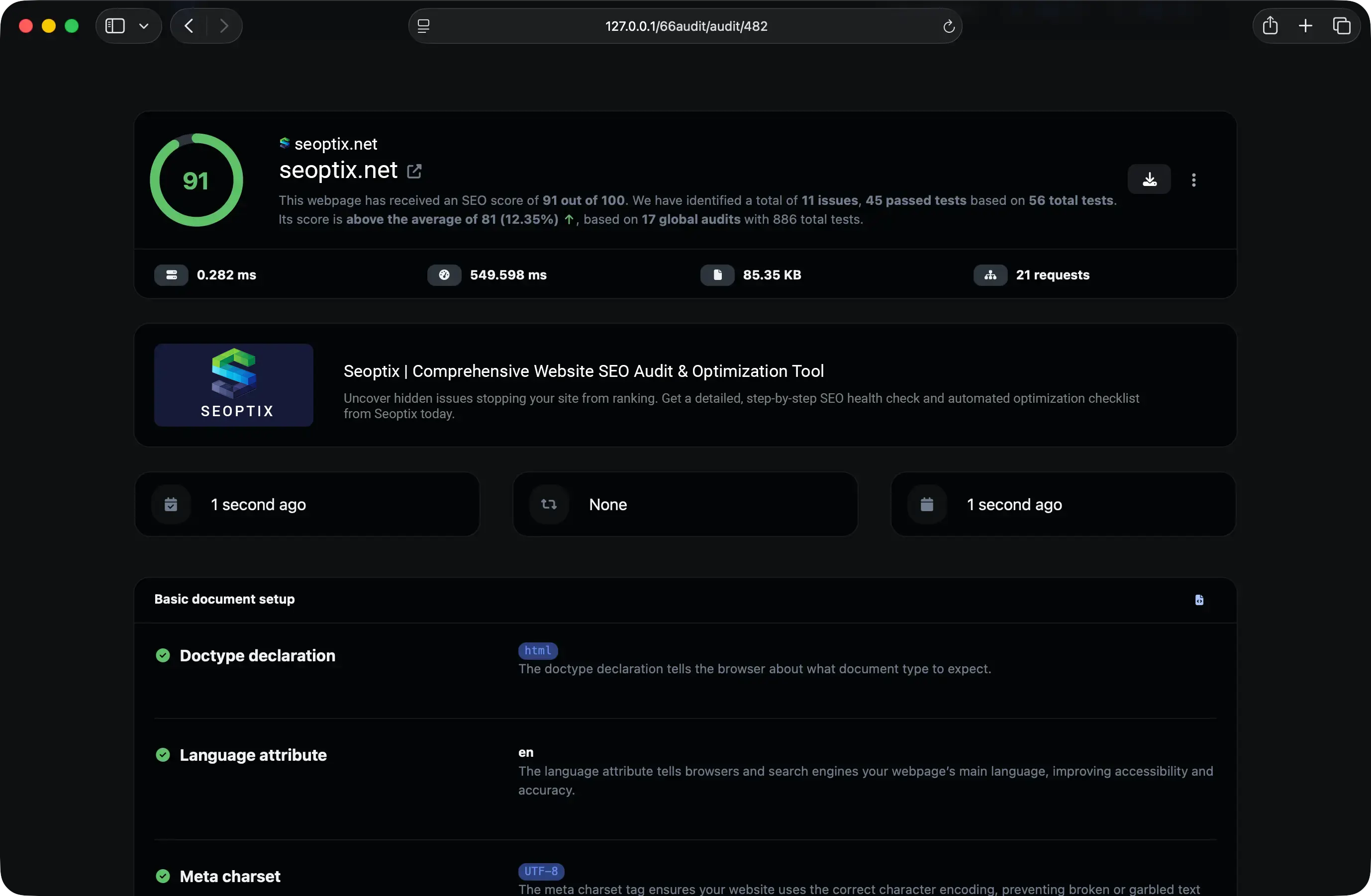 App dashboard preview
